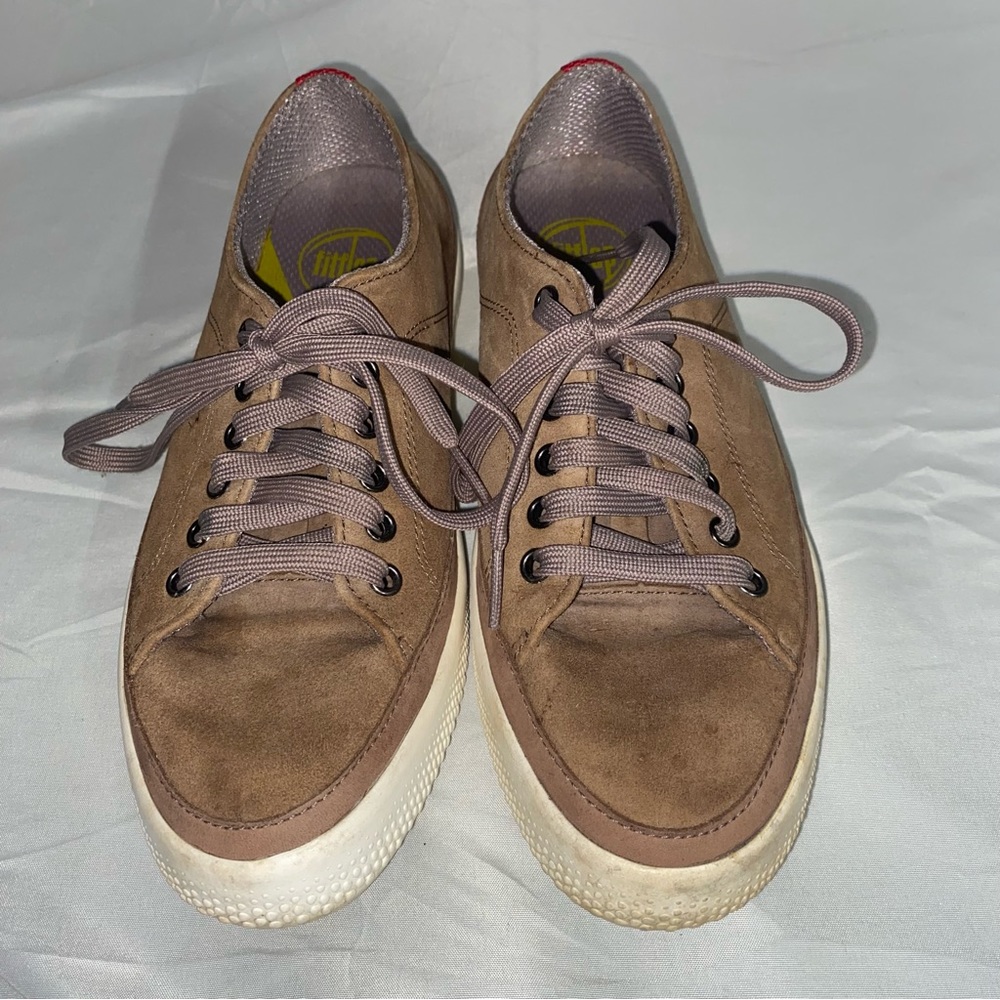 FitFlop Super T Tan Brown Suede Sneakers, Size 6